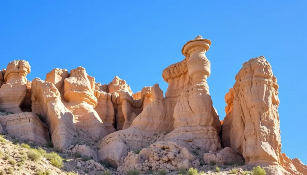 Dramatic rock formations and geological features in Jebel Orbata National Park
