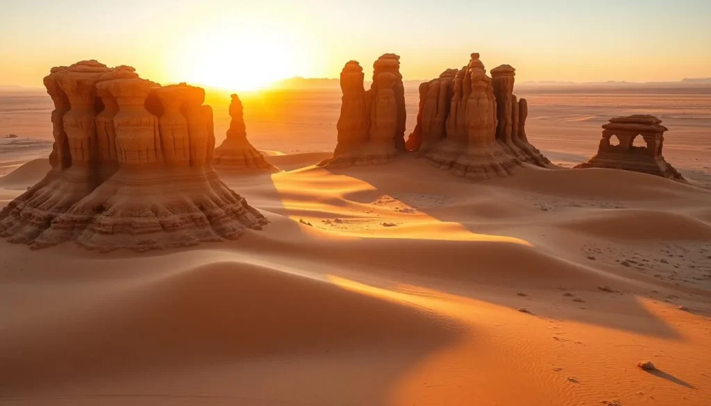 Dramatic rock formations in the Lut Desert at sunset - Iran best things to do Dramatic rock formations in the Lut Desert at sunset - Iran best things to do