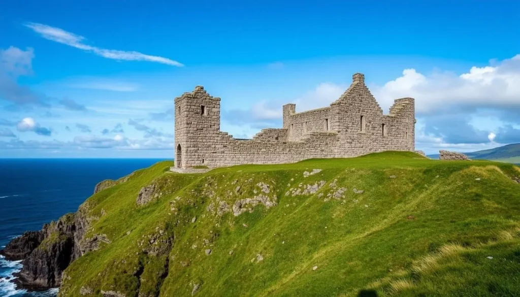 Dunluce Castle ruins on the cliff edge near Giant's Causeway