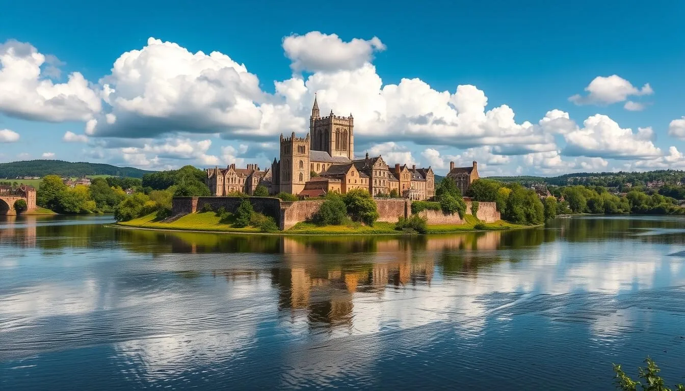 Durham Cathedral and Castle on the peninsula formed by the River Wear, showcasing Durham, England's Best Things to Do