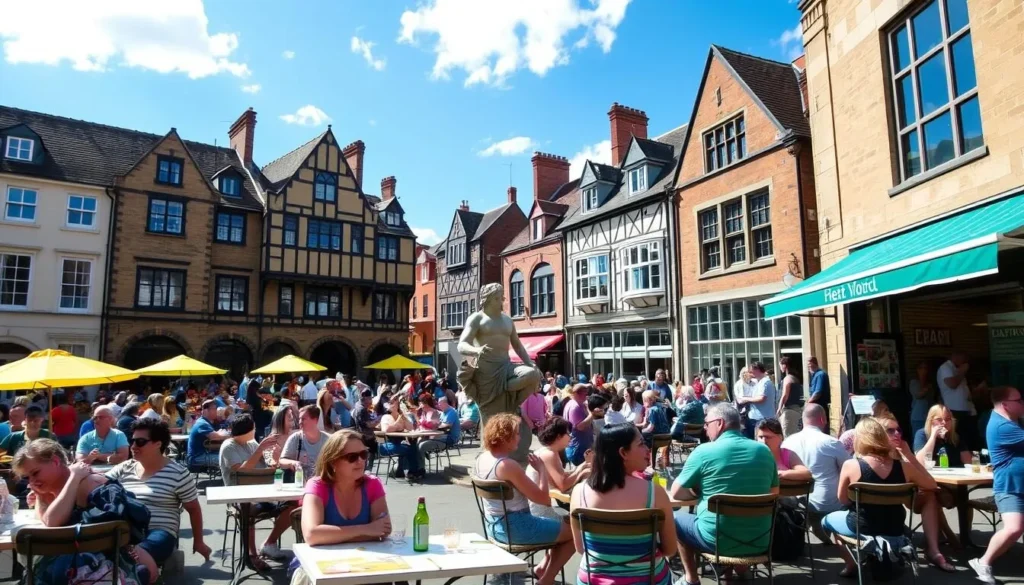 Durham's Market Place in summer with outdoor cafes and visitors, showcasing Durham, England: Best Things to Do in peak season