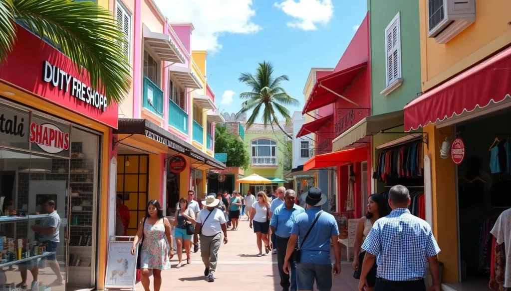 Duty-free shopping district in San Andres Island Colombia