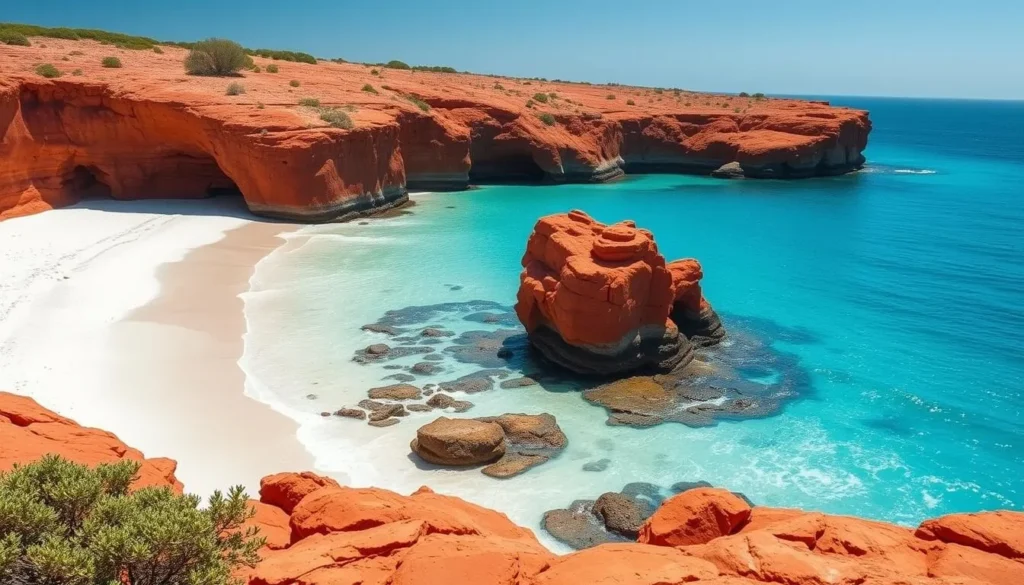East Woody Beach (Galuru) with white sand and red cliffs in Nhulunbuy, Northern Territory things to do