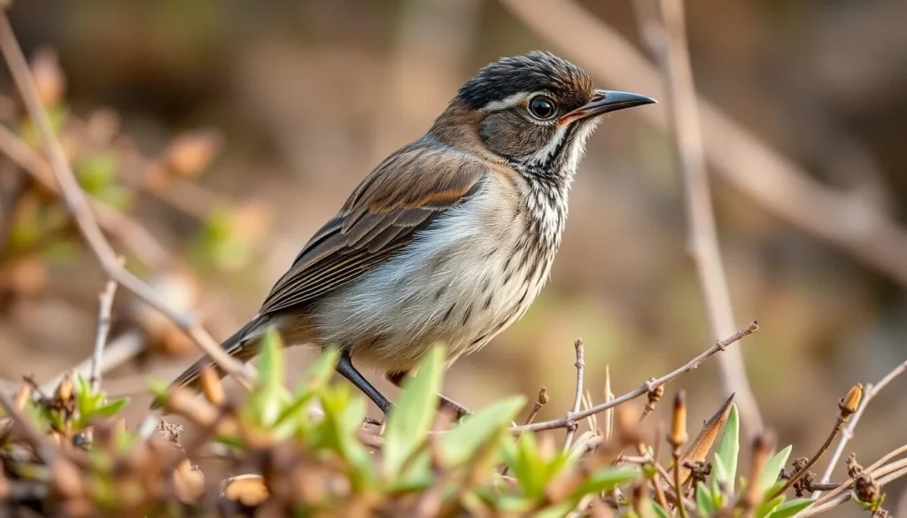 Eastern bristlebird in its natural habitat at Barren Grounds Nature Reserve