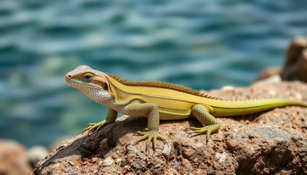 Eastern water dragon lizard on rocks in Sydney Harbour National Park