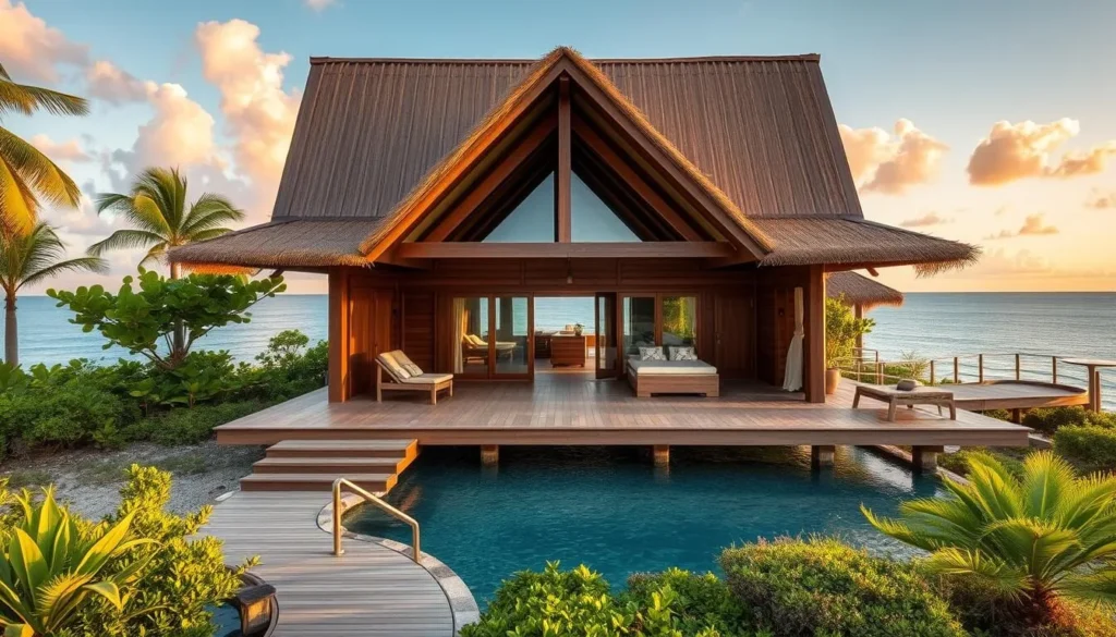 Eco-friendly resort accommodation on Babeldaob Island near Ngerulmud, Palau Eco-friendly resort accommodation on Babeldaob Island near Ngerulmud, Palau