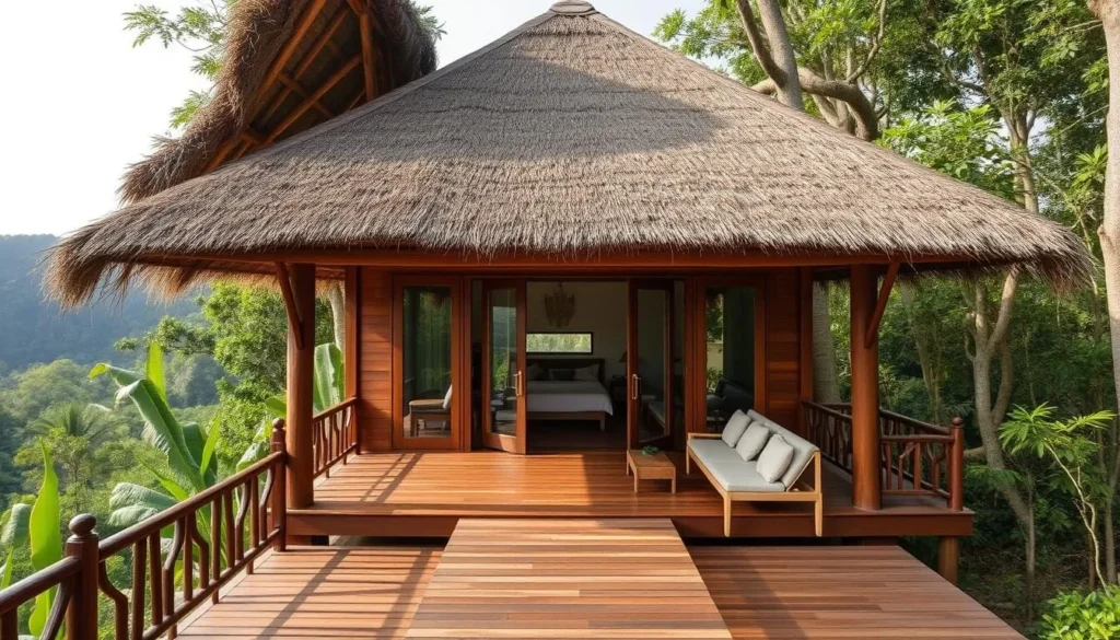 Eco-friendly resort bungalow nestled in the forest near West Bali National Park