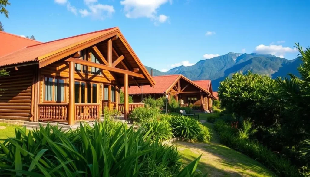Eco-lodge accommodation near Valle de Cocora with traditional architecture and mountain views