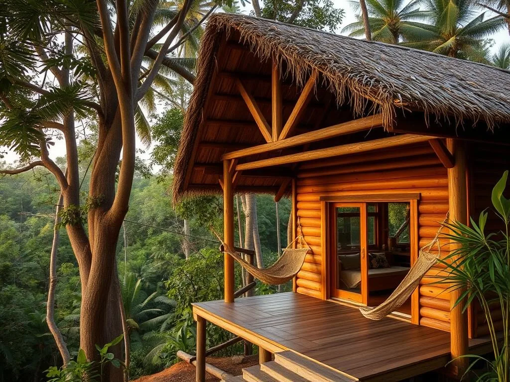 Eco-lodge near Billy Barquedier National Park, Belize with jungle surroundings Eco-lodge near Billy Barquedier National Park, Belize with jungle surroundings