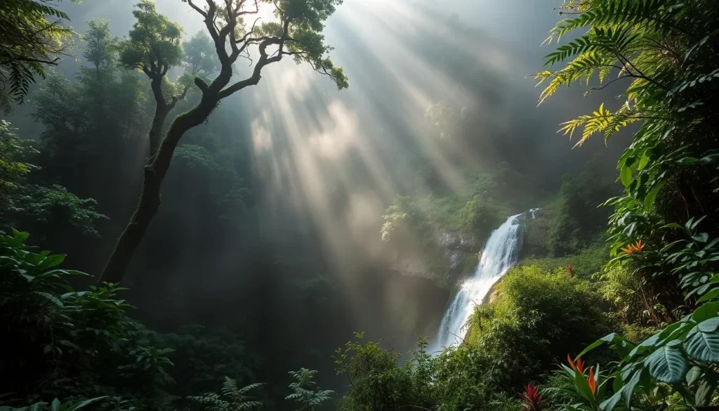 El Cielo Biosphere Reserve in Tamaulipas showing cloud forest and waterfalls