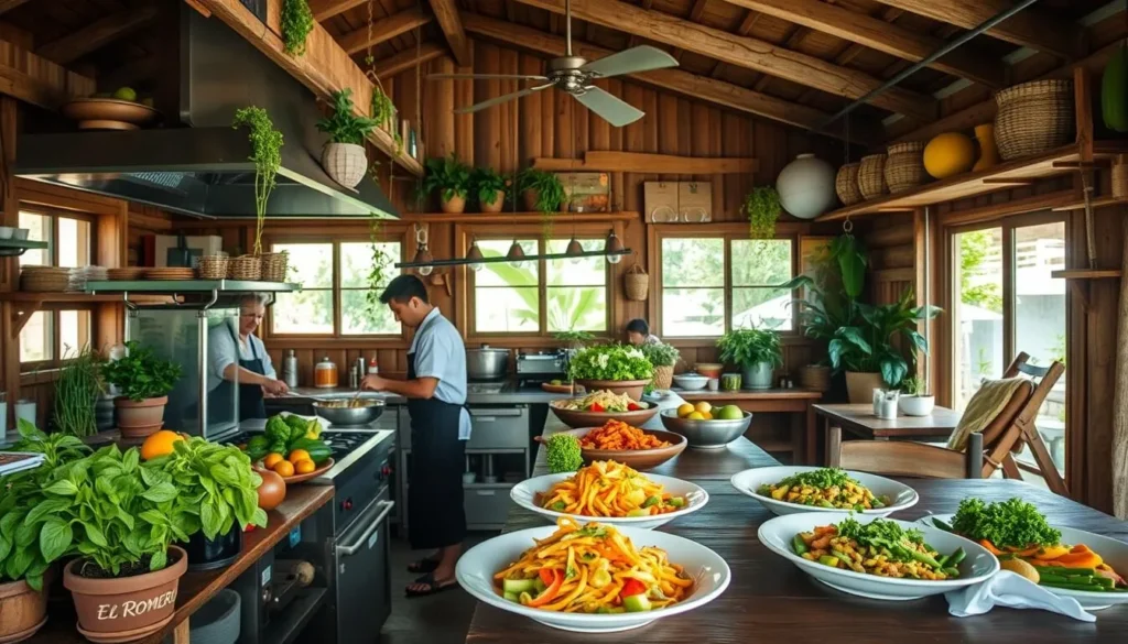 El Romero vegetarian restaurant in Las Terrazas with fresh local ingredients being prepared El Romero vegetarian restaurant in Las Terrazas with fresh local ingredients being prepared