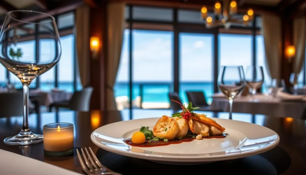 Elegant dining setting at Pacific Restaurant on Hayman Island Queensland with ocean views