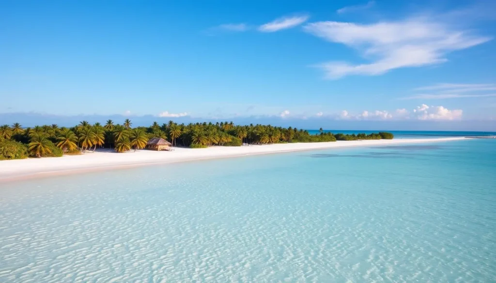 Empty pristine beach on Acklins Island with turquoise waters