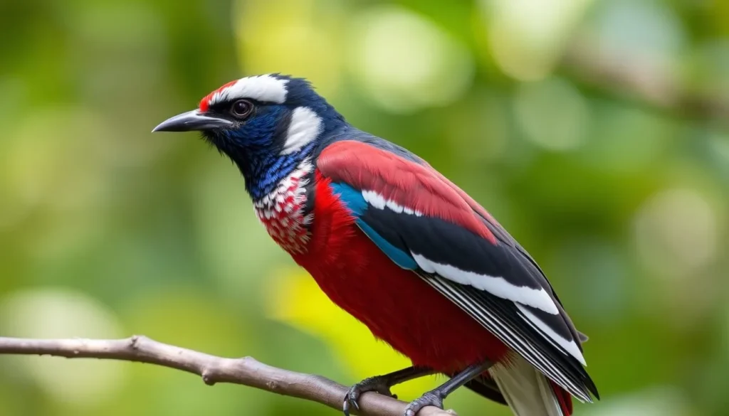 Endemic Cuban trogon bird perched on a branch in Alejandro de Humboldt National Park