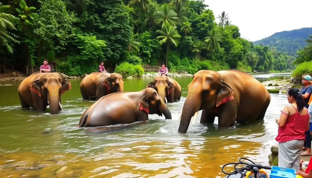Ethical elephant interaction at Tangkahan Elephant Sanctuary near Medan Ethical elephant interaction at Tangkahan Elephant Sanctuary near Medan