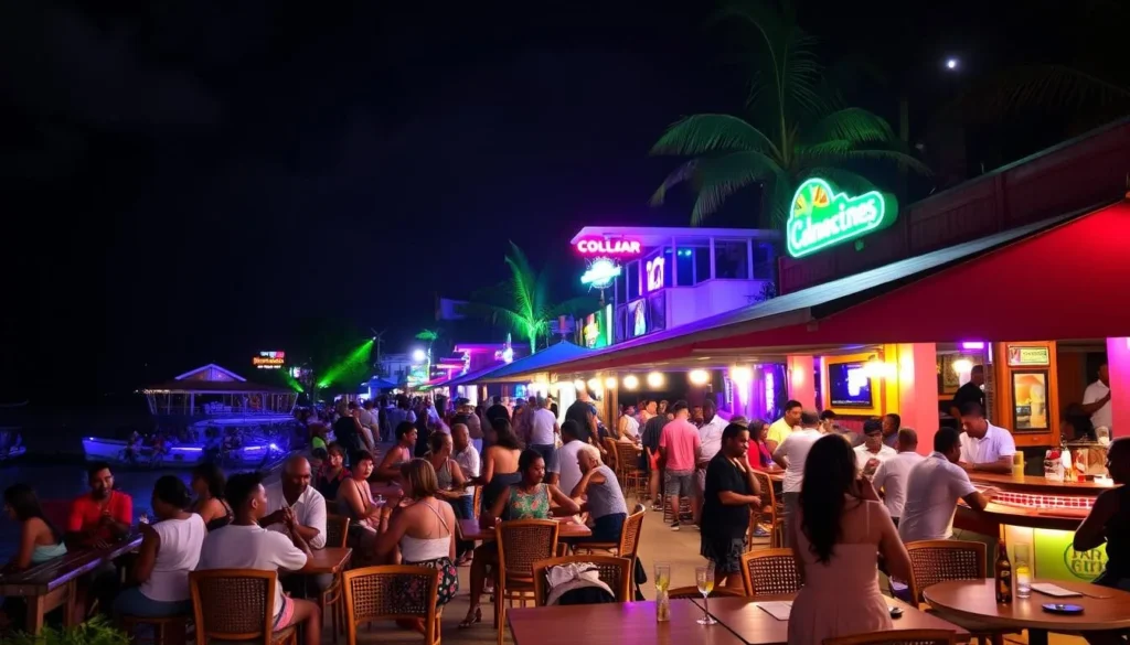 Evening nightlife at St. Lawrence Gap near Hastings, Barbados