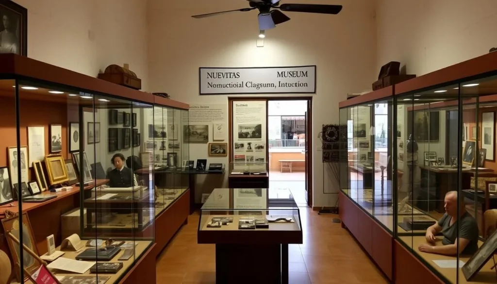 Exhibit at the Nuevitas Municipal Museum showing historical artifacts