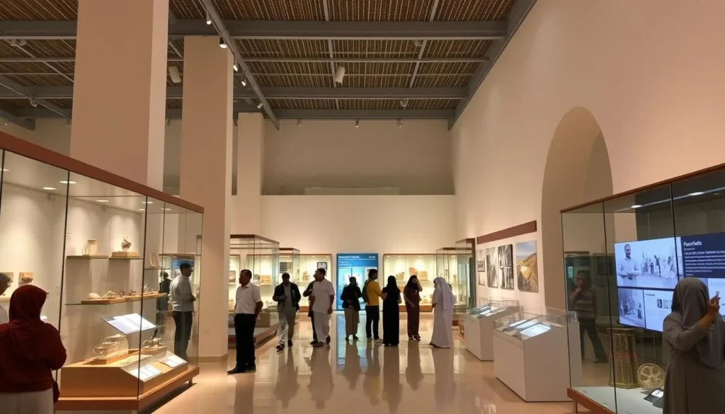 Exhibits at Al Ain National Museum showing archaeological artifacts and cultural displays