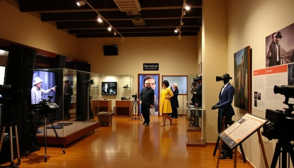 Exhibits at the Cinema Museum in Ouarzazate displaying film props and equipment