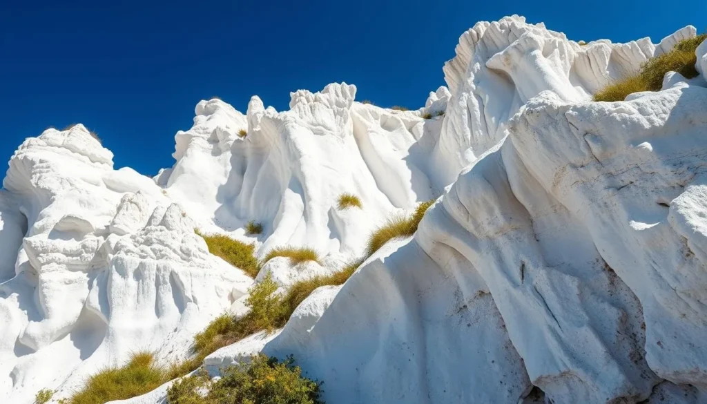 Exposed chalk formations and geological features in Khvalynsky National Park