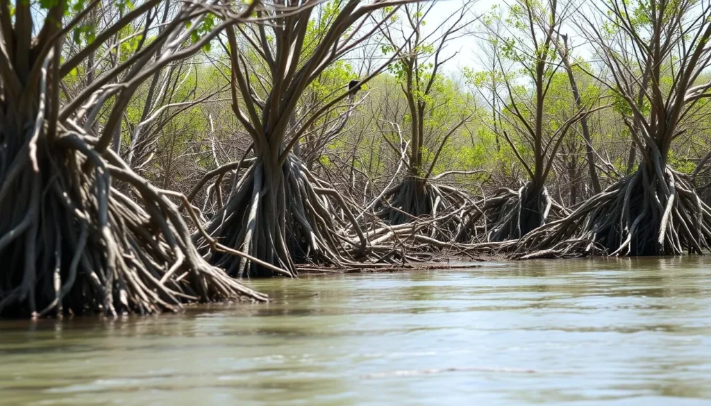 Extensive mangrove ecosystem in the coastal areas of Lorentz National Park Extensive mangrove ecosystem in the coastal areas of Lorentz National Park