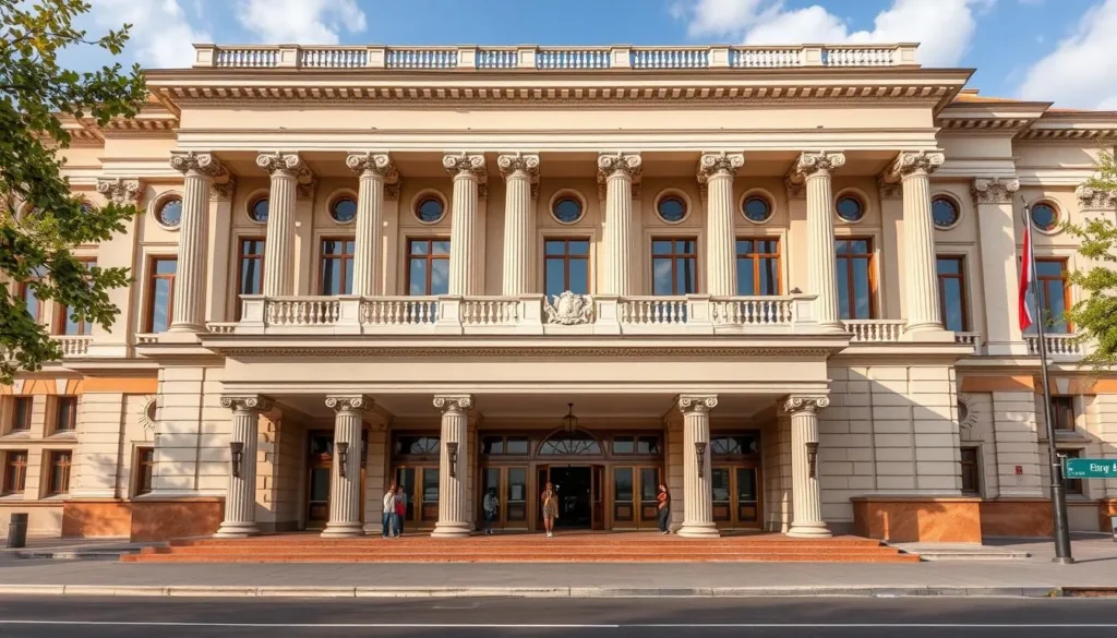 Exterior of the Chelyabinsk Opera and Ballet Theatre with its grand architecture