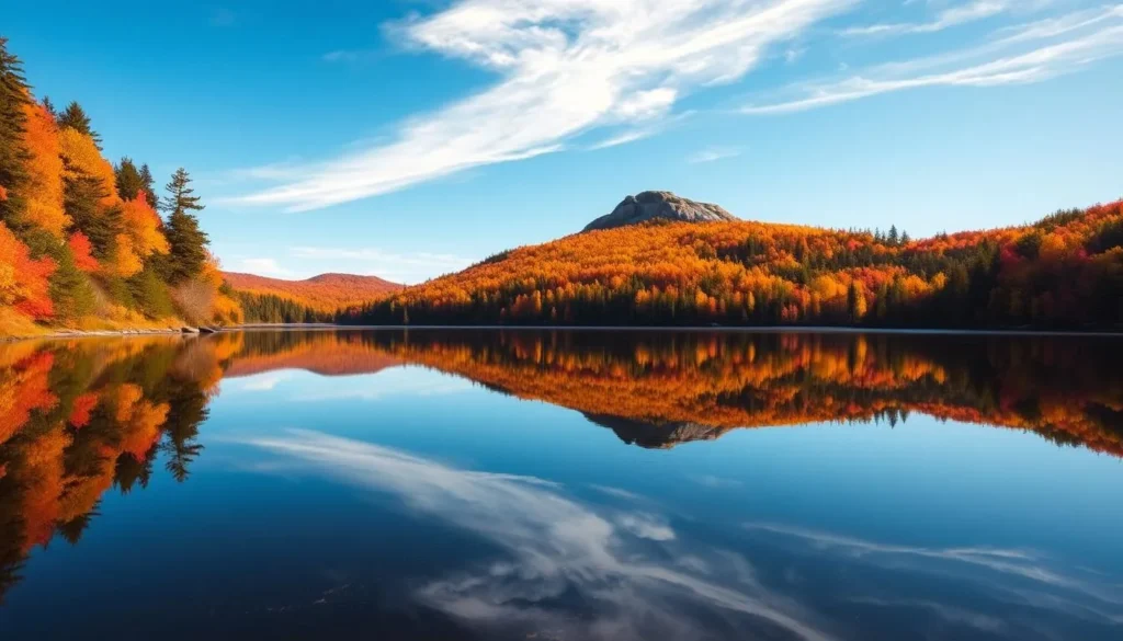 Fall colors reflecting in Mazinaw Lake at Bon Echo Provincial Park