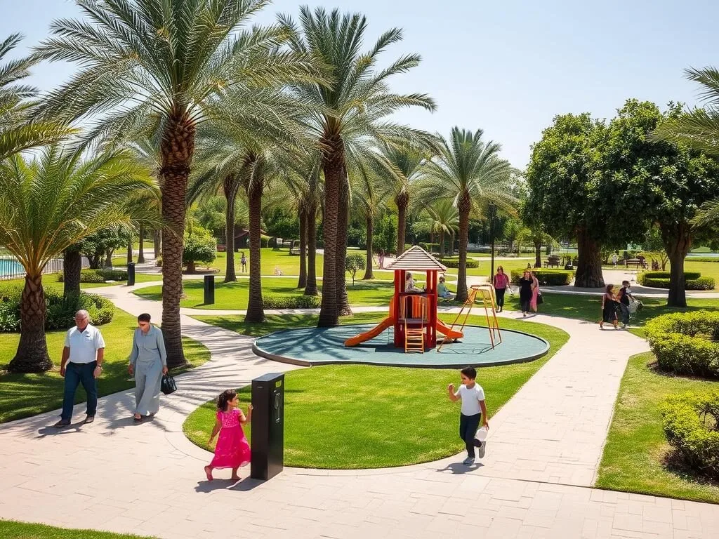 Families enjoying the green spaces at Sohar Municipal Park