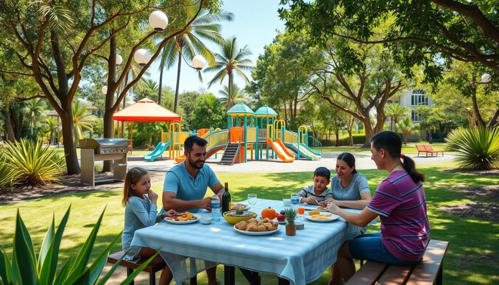 Family enjoying a picnic in one of Palmerston's many well-maintained parks Family enjoying a picnic in one of Palmerston's many well-maintained parks