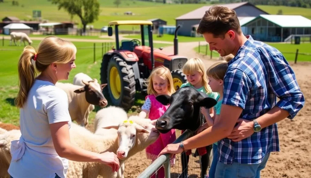 Family enjoying farm activities at Hosanna Farmstay near Kingscliff
