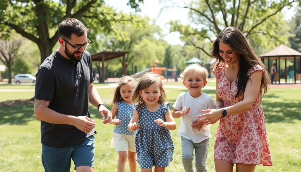 Family enjoying outdoor activities at a park in Jackson Tennessee Family enjoying outdoor activities at a park in Jackson Tennessee