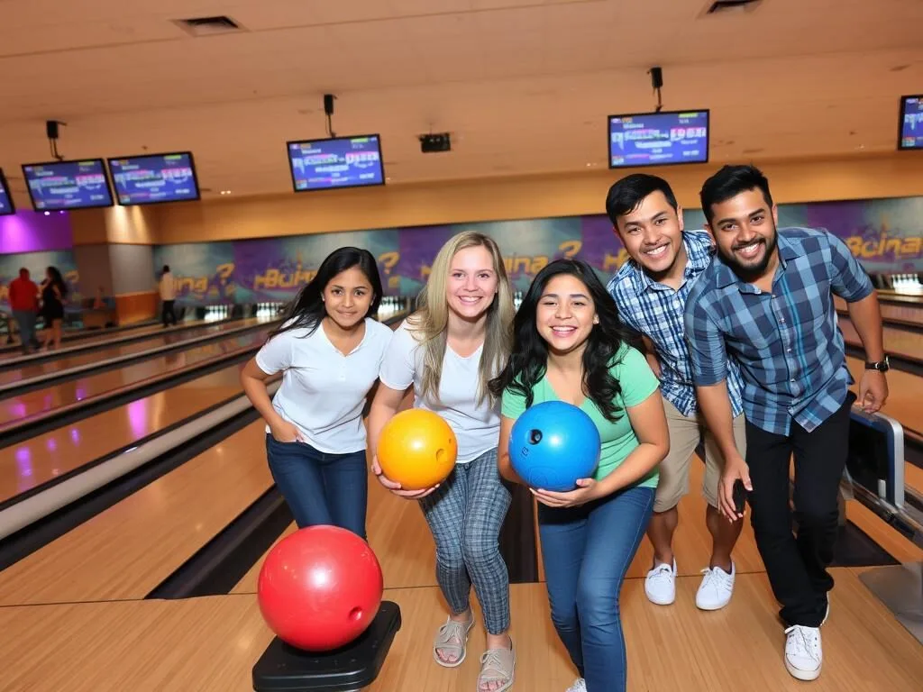 Family enjoying the bowling alley at Banana Island Qatar Resort