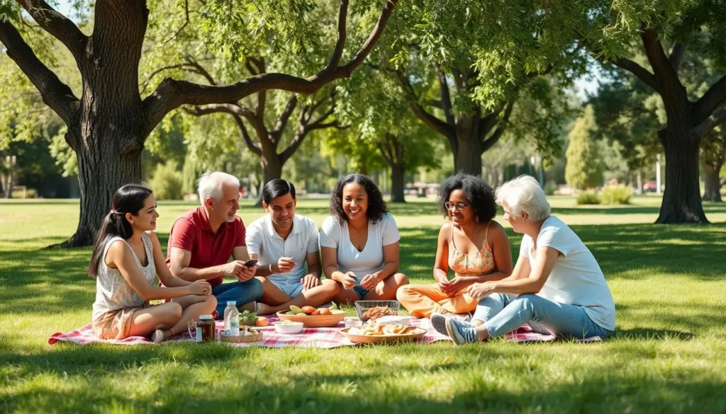 Family having picnic at Kenneth Hahn State Recreation Area