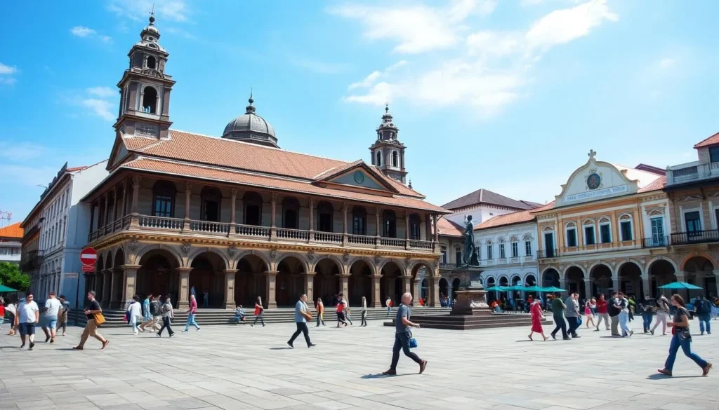 Fatahillah Square in Jakarta's Old Town (Kota Tua) with colonial Dutch architecture and visitors