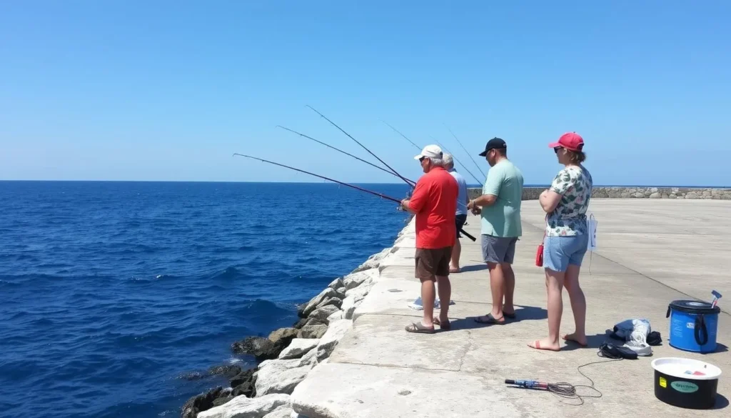 Fishing from the jetty at Dr. Von D. Mizell-Eula Johnson State Park Florida