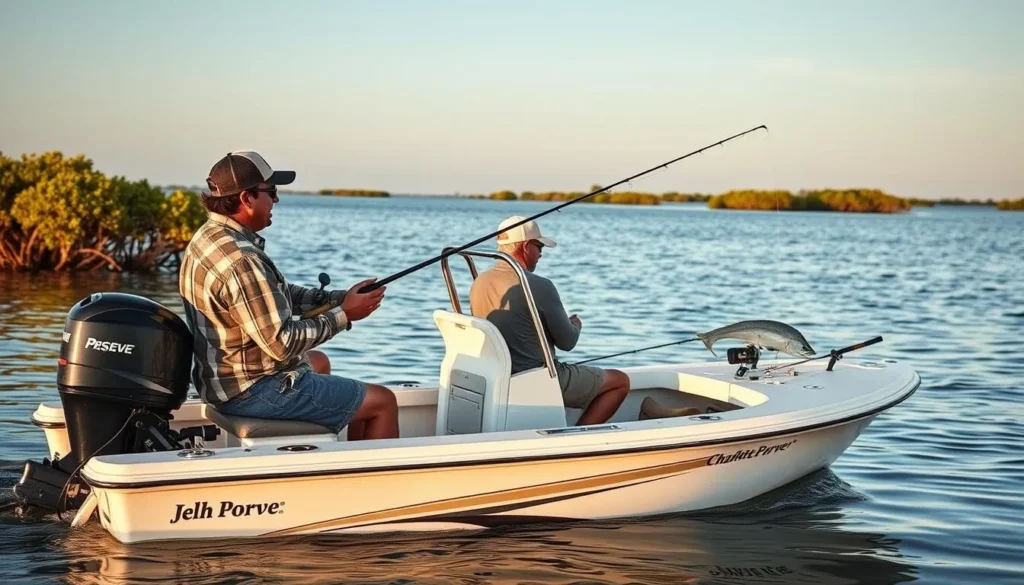 Fishing in Charlotte Harbor with mangrove islands visible in the background Fishing in Charlotte Harbor with mangrove islands visible in the background