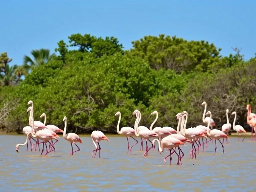 Flamingos at Los Flamencos Sanctuary near Riohacha