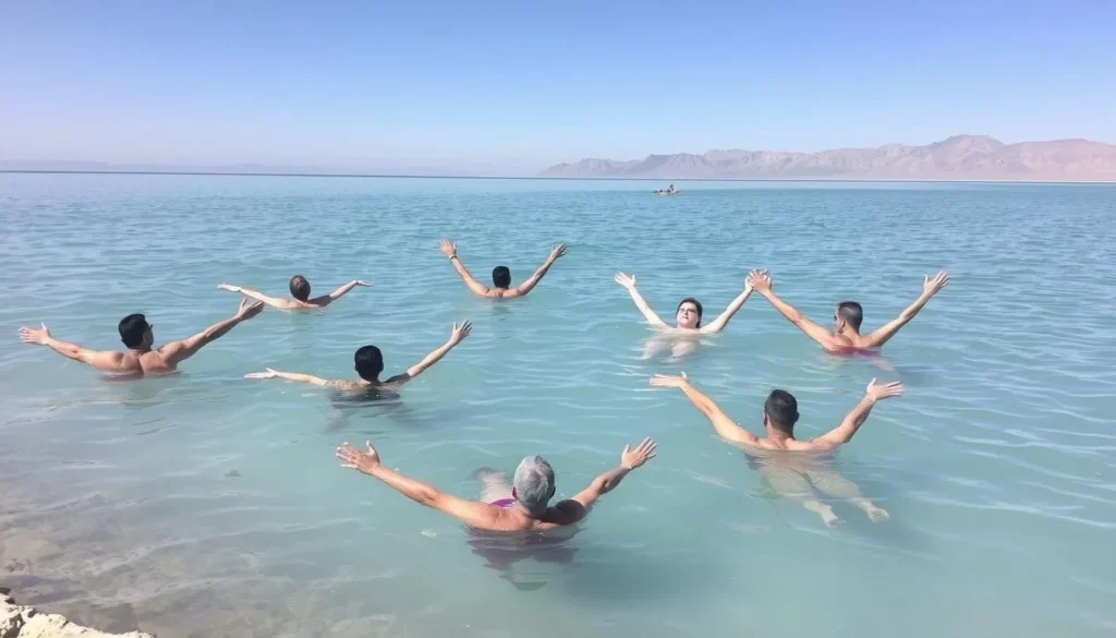 Floating in the Dead Sea, a popular activity to combine with a visit to Mount Nebo