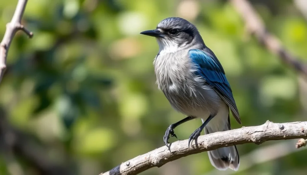 Florida scrub-jay perched on a branch at Allen David Broussard Catfish Creek Preserve State Park