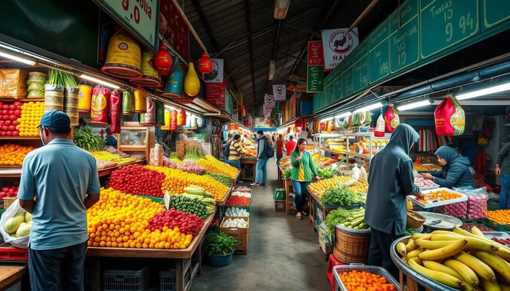 Food market in Pematangsiantar with fresh local produce
