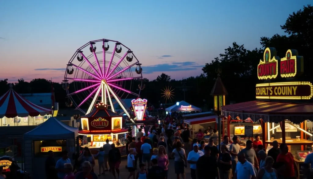 Fort Bend County Fair in Rosenberg Texas with carnival rides and crowds