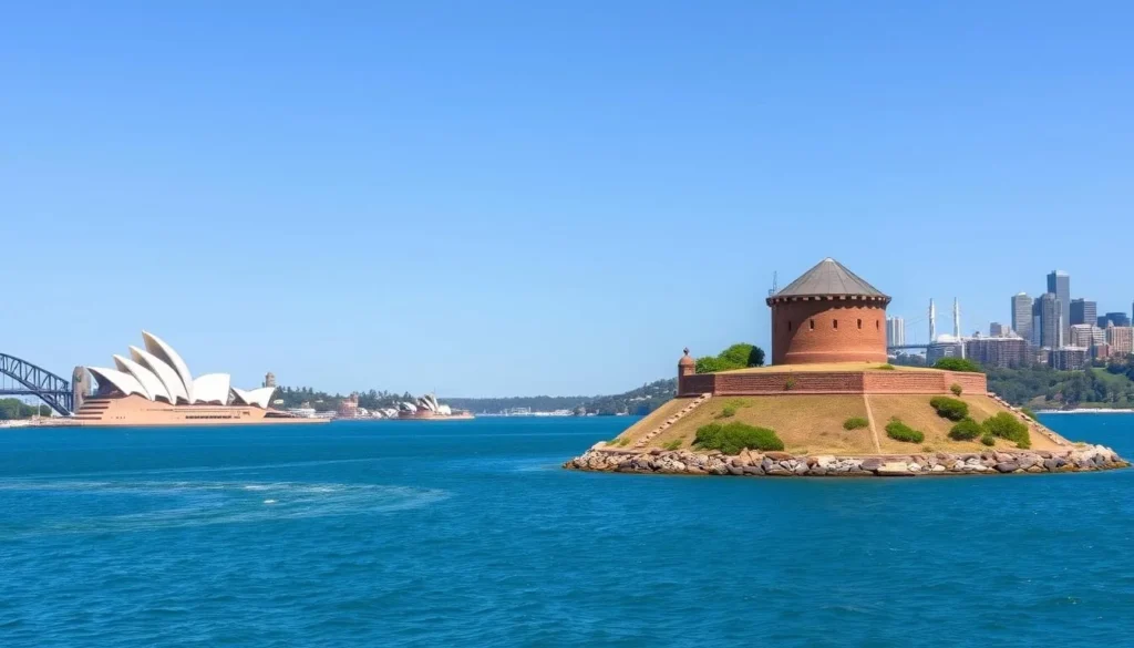 Fort Denison island in Sydney Harbour National Park with Martello Tower