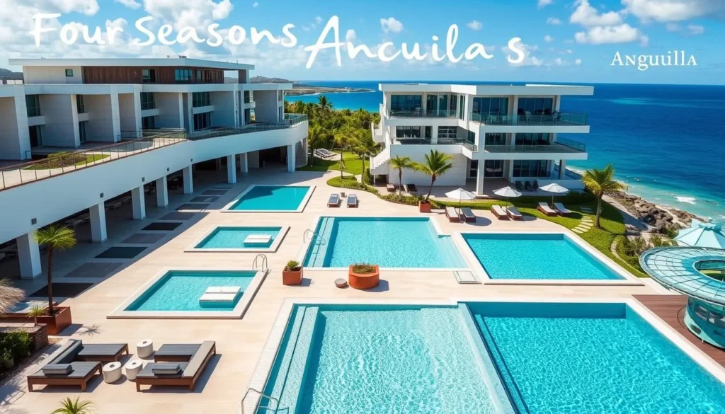 Four Seasons Resort Anguilla with modern architecture and infinity pools overlooking the ocean