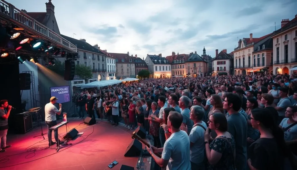 Francofolies music festival in La Rochelle with crowds enjoying outdoor concerts during the best time to visit in summer