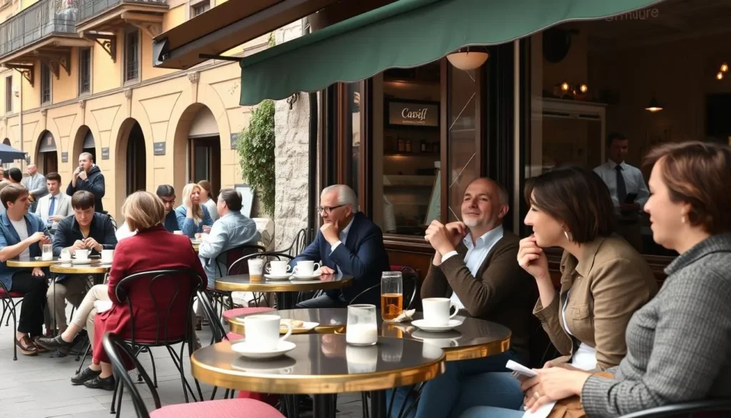 French café culture in Grenoble with people enjoying outdoor seating during pleasant weather months French café culture in Grenoble with people enjoying outdoor seating during pleasant weather months