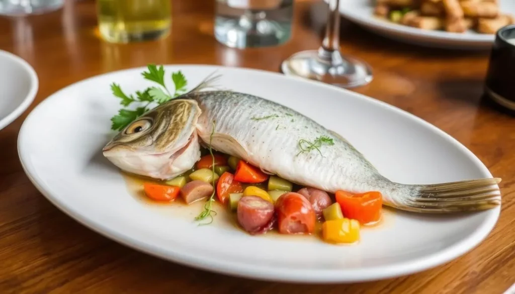 Fresh Coorong mullet dish served at a local restaurant near Coorong National Park, South Australia