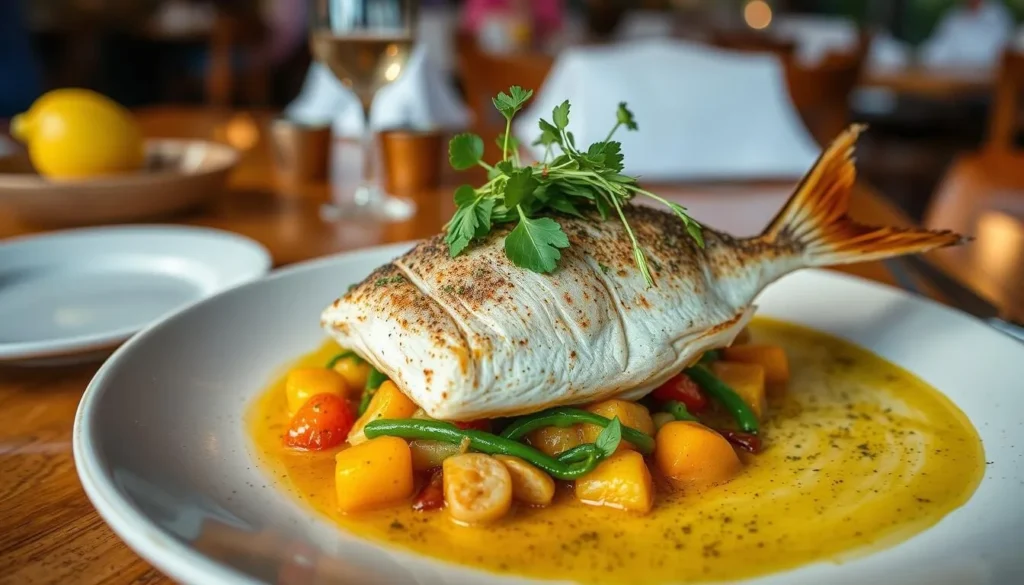 Fresh barramundi dish served at a local Palmerston restaurant Fresh barramundi dish served at a local Palmerston restaurant