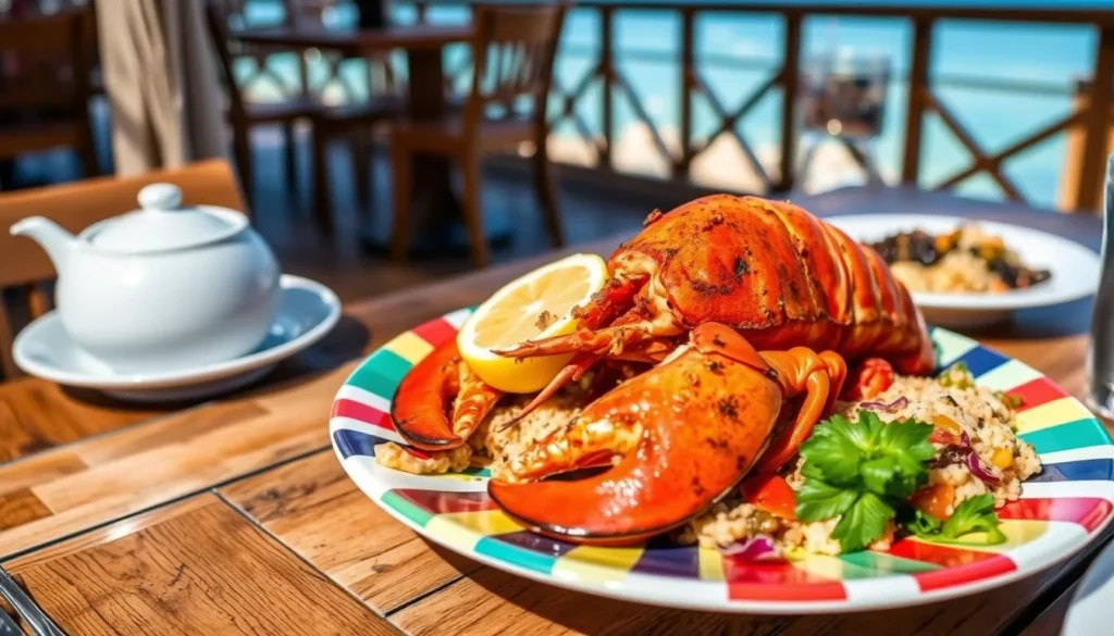 Fresh grilled lobster served at Sandy Island Restaurant, Anguilla