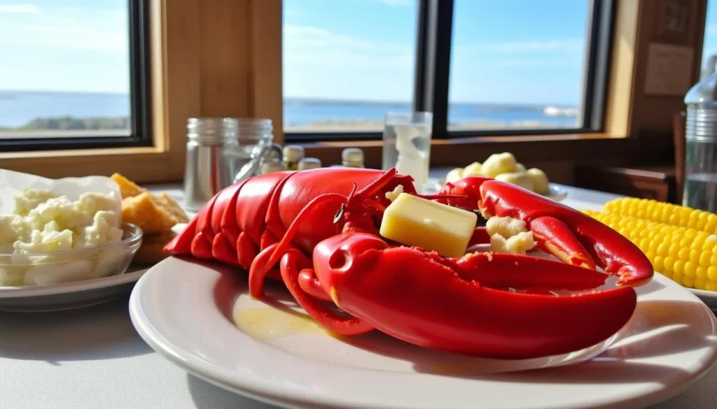 Fresh lobster dinner with ocean view at a Campobello Island restaurant