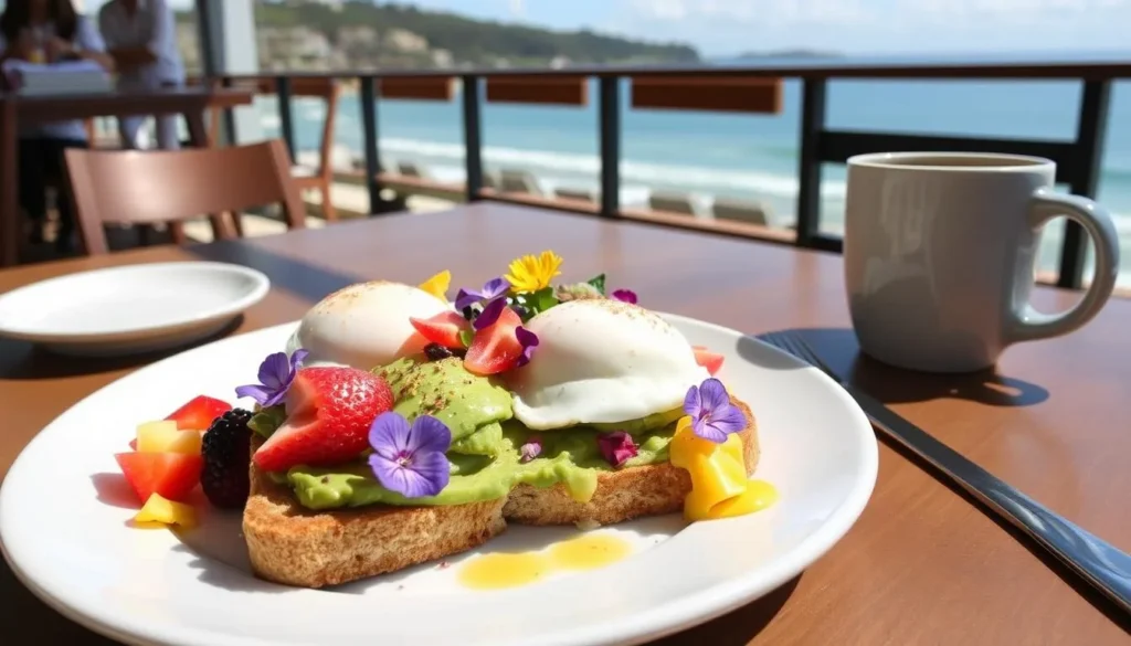 Fresh, local cuisine at a Byron Bay cafe with ocean views Fresh, local cuisine at a Byron Bay cafe with ocean views